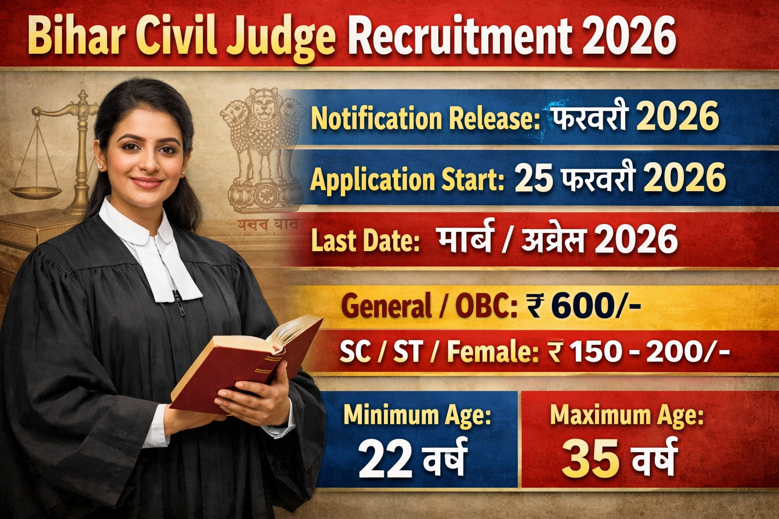 Bihar Civil Judge Recruitment 2026 Apply Online, Notification, Eligibility, Exam Date