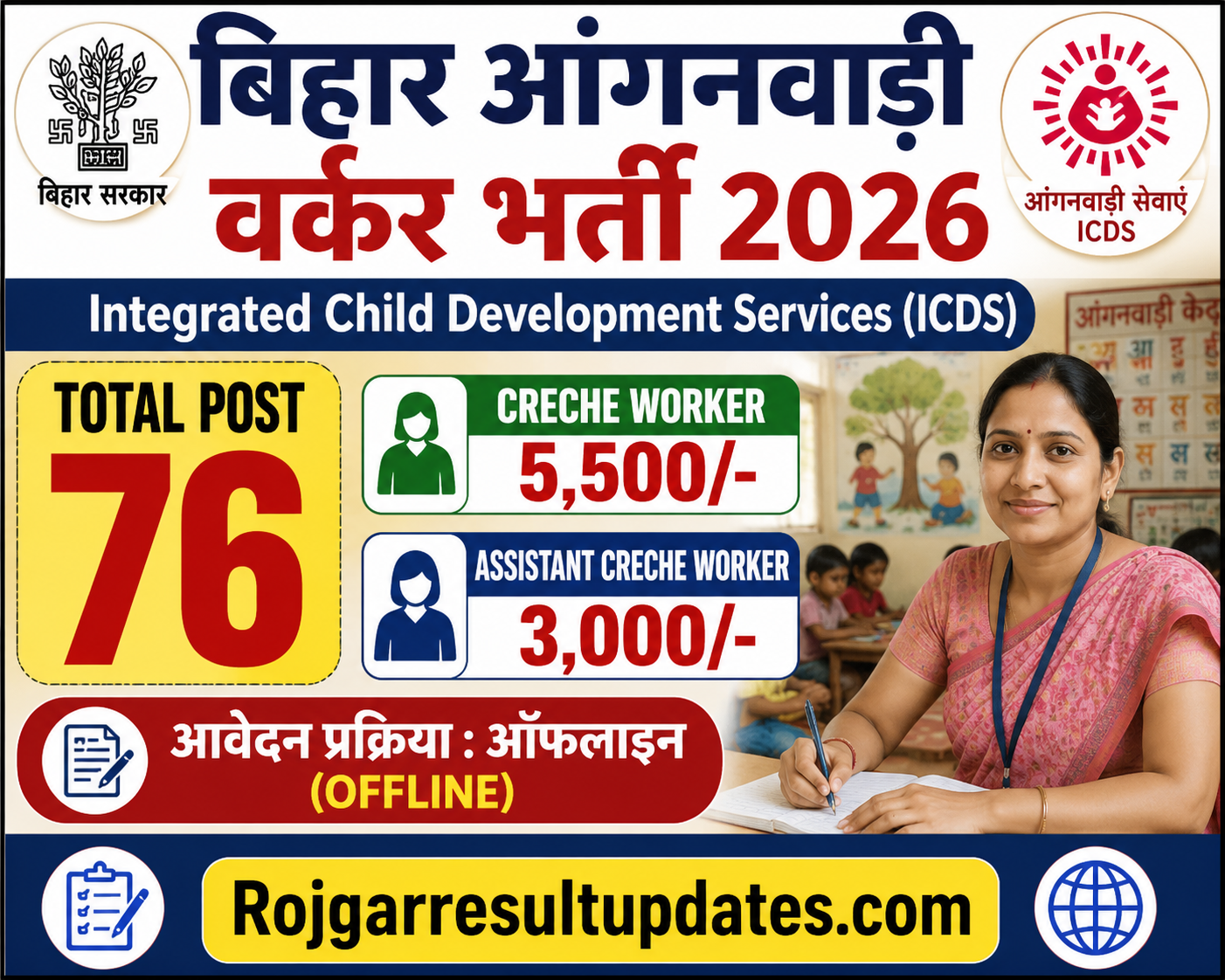 Bihar Anganwadi Worker Vacancy 2026 Apply (Offline)