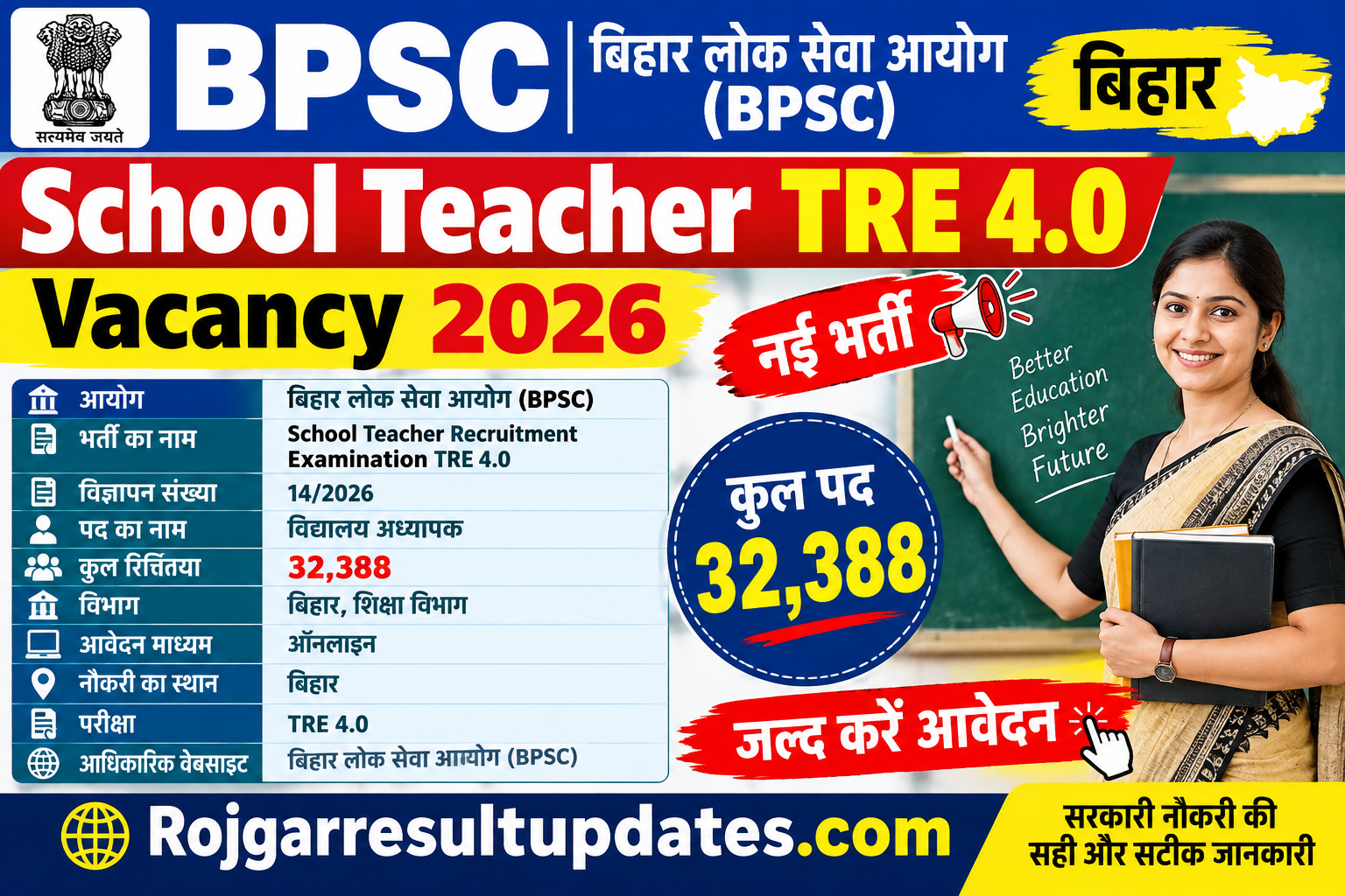 BPSC School Teacher TRE 4.0 Vacancy 2026